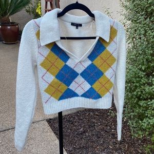Collared Crop Top Sweater